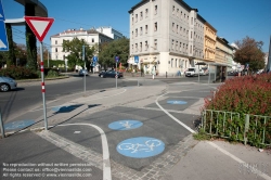 Viennaslide-00800111 Wien, Gaußplatz, unübersichtliche Radwegführung