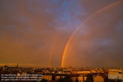 Viennaslide-01000283 Wien, Stadtpanorama mit Regenbogen - Rainbow over Vienna