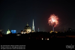 Viennaslide-01000341 Wien, Innenstadt, Panorama mit Feuerwerk - Vienna, Fireworks