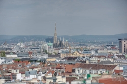 Viennaslide-01000357f Wien, Stadtpanorama mit Stephansdom vom Arenbergpark