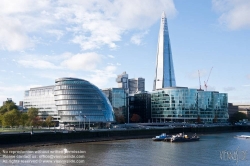 Viennaslide-05170308 City Hall is the headquarters of the Greater London Authority (GLA) which comprises the Mayor of London and the London Assembly. It is located in Southwark, on the south bank of the River Thames near Tower Bridge. It was designed by Norman Foster.