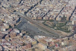 Viennaslide-05450016 Valencia, Luftbild, Bahnhof Estacion Norte und Central Park // Valencia, Aerial View, North Train Station and Central Park