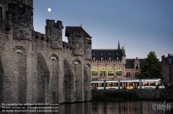 Viennaslide-05851902 Gent, Burg Gravensteen mit Straßenbahn - Gent, Gravensteen Castle and Tramway