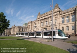 Viennaslide-05241811 Strasbourg, moderne Straßenbahn, Station Republique, Théâtre national de Strasbourg im Hintergrund - Strasbourg, modern Tramway, Republique Station, Théâtre national de Strasbourg