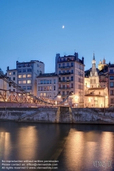 Viennaslide-05271916f Lyon, Passerelle Saint-Vincent, dahinter Eglise Saint-Paul - Lyon, Passerelle Saint-Vincent and Saint-Paul Church