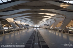 Viennaslide-05273964 Der Bahnhof Lyon Saint-Exupéry TGV (franz.: Gare de Saint-Exupéry TGV) ist ein Fernverkehrsbahnhof am Flughafen Lyon Saint-Exupéry, etwa 20 Kilometer östlich des Zentrums von Lyon in Frankreich. Architekt des TGV-Bahnhofs Lyon-Saint-Exupéry ist der Spanier Santiago Calatrava, der sich 1987 in einem international ausgeschriebenen Architekturwettbewerb knapp gegen Richard Rogers behaupten konnte. Das Bahnhofsgebäude besteht aus einer 450 Meter langen und 56 Meter breiten Halle aus Stahl, Glaselementen und Stahlbeton mit Verbindungsgängen zum Flughafen Lyon Saint-Exupéry. Zentrales bauliches Element des Bahnhofs ist der rund 39 Meter hohe Hauptpavillon, dessen skelettartige Form oft mit einem riesigen Vogel verglichen wird.