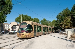 Viennaslide-05294039 Montpellier, moderne Tramway Linie 4, Fahrzeugdesign von Christian Lacroix - Montpellier, modern Tramway Line 4, Design by Christian Lacroix, Place Albert 1er