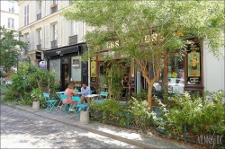 Viennaslide-05314566 Paris, Straßenbegrünung in der rue des Rosiers im Marais // Paris, Street Greenery at rue des Rosiers in the Marais Quarter