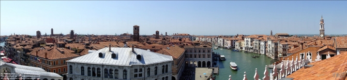 Viennaslide-06822104 Venedig, Panorama von Fondaco dei Tedeschi mit Canal Grande - Venice, Canal Grande Panorama