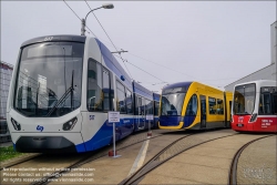 Viennaslide-00611231 Wien, Alstom, Präsentation der 1000. Straßenbahn von Alstom (früher Bombardier) aus Wien // Vienna, Presentation of the 1000th Streetcar by Alstom Vienna (former Bombardier)