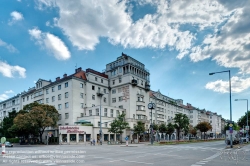 Viennaslide-00423729f Wien, Gemeindebau des 'Roten Wien' - Vienna, Council Tenement Block, 'Red Vienna', Lassalle-Hof, Lassallestraße 40, Hubert Gessner, Fritz Waage, Hans Paar 1926