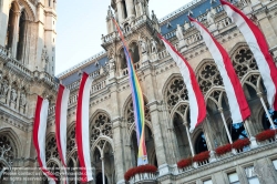 Viennaslide-01116075 Wien, Ringstraße, beflaggtes Rathaus - Vienna, Ringstrasse, Flags at the Town Hall