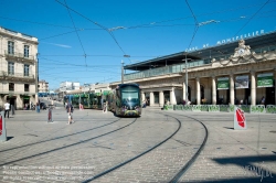 Viennaslide-05293002 Montpellier, moderne Tramway Linie 3, Fahrzeugdesign von Christian Lacroix - Montpellier, modern Tramway Line 3, Design by Christian Lacroix, Gare St Roch