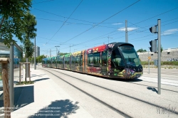 Viennaslide-05293055 Montpellier, moderne Tramway Linie 3, Fahrzeugdesign von Christian Lacroix - Montpellier, modern Tramway Line 3, Design by Christian Lacroix, Mosson