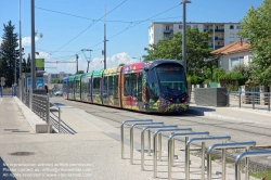 Viennaslide-05293079 Montpellier, moderne Tramway Linie 3, Fahrzeugdesign von Christian Lacroix - Montpellier, modern Tramway Line 3, Design by Christian Lacroix, Jules Guesde