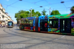 Viennaslide-05293143 Montpellier, moderne Tramway Linie 3, Fahrzeugdesign von Christian Lacroix - Montpellier, modern Tramway Line 3, Design by Christian Lacroix, Gare St Roch