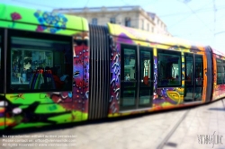 Viennaslide-05293144 Montpellier, moderne Tramway Linie 3, Fahrzeugdesign von Christian Lacroix - Montpellier, modern Tramway Line 3, Design by Christian Lacroix, Gare St Roch