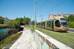 Viennaslide-05294070 Montpellier, moderne Tramway Linie 4, Fahrzeugdesign von Christian Lacroix - Montpellier, modern Tramway Line 4, Design by Christian Lacroix, Les Aubes